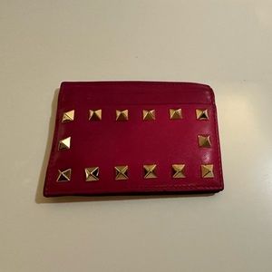 Valentino studded card case - magenta